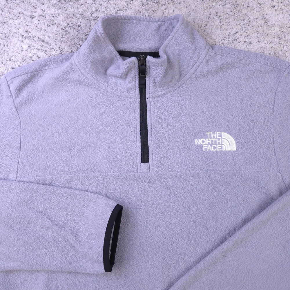The North Face Sweater Mens Medium Fleece Pullover Half Zip Gray Logo Mock Neck